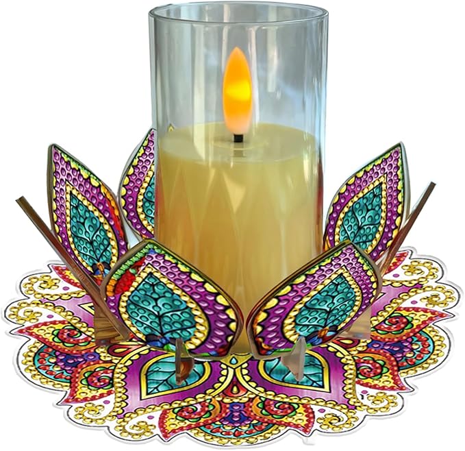 5D DIY Diamond Art Painting PVC Flower Candle Holders Tealight/Tea Light/Votive Candle Holder, for Table Centerpiece Home Décor Party Wedding Dinning-Flower-14