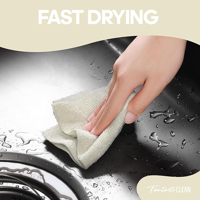 Fantasticlean Microfiber Cleaning Cloth Roll -60 Pack, Tear Away Paperless Towels, 8" x 8", Reusable Washable Rags, for House Kitchen, Pet, Office, Indoor Outdoor, Compact and Portable (Off-White)