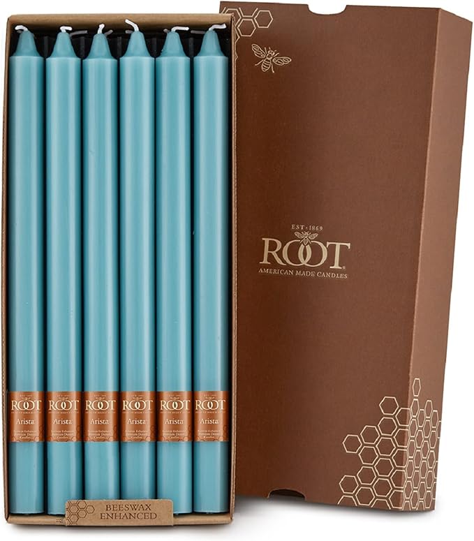 Root Candles Unscented Dinner Candles Premium Beeswax Blend Boxed Candle Set, 12-Inch, Sky, 12-Count