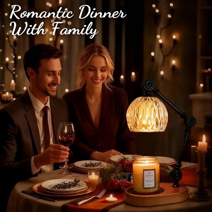 Candle Warmer Lamp, Dimmable Wax Melting Warmer with Adjustable Height, Bedroom Living Room Home Decor, Birthday Relaxation Gifts for Women (Transparent, Wave)
