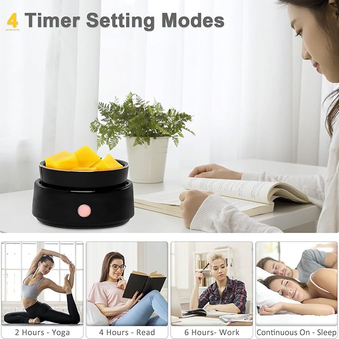 Candle Melt Warmer with Timer Auto Shut-Off Ceramic Electric Wax Burner Melter Timer Adjust Fragrance Intensity for Scented Wax Melts Candle Jars Essential Oils Home Office Gift Decor