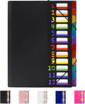 24 Pockets Expanding File Folder Organizer,Accordion File Organizer,A4 Letter Size,Rainbow Tab, for Home/Office/School Document Organizer (Black)