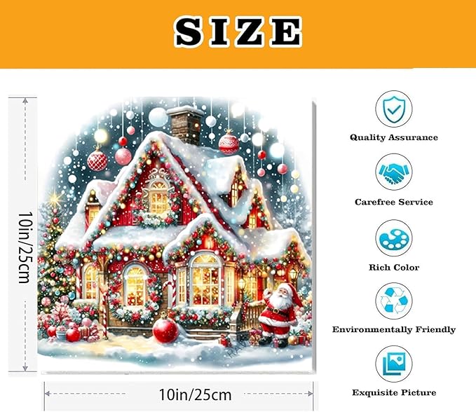 VIGEGU Christmas House Paint by Numbers Kit for Adults with Framed,Paint by Number DIY Acrylic Adult Paint by Number Kits for Wall Decor 10x10in