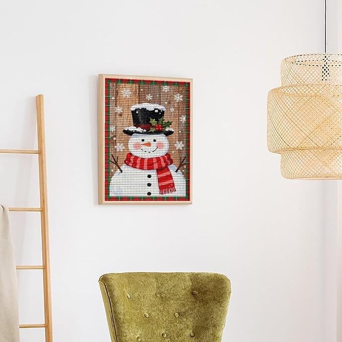 AIVKIEJK Diamond Painting Kits for Adults - Festive Snowman Red Scarf Painting DIY 5D Full Drill Diamond Dots Paintings with Diamonds Gem Art and Crafts Home Decor 16"x20"