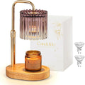 Candeldo Candle Warmer Lamp with Timer: Purple Candle Warming Lamp with 2 Bulbs Height Adjustable Wax Melt Dimmable Bedroom Decor for Women