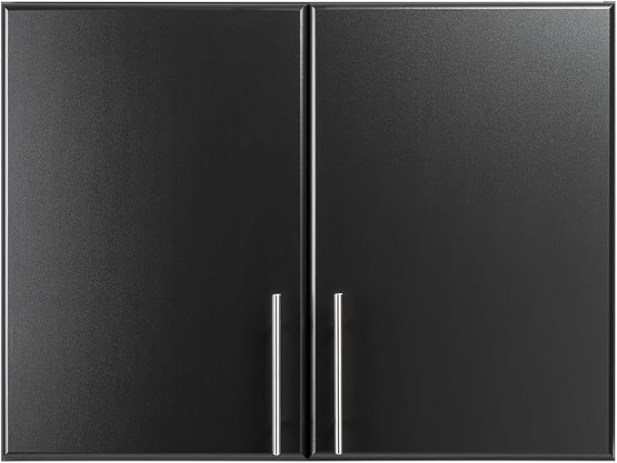 Prepac Elite 32” 2-Door Storage Cabinet, Wall Mounted Laundry, Kitchen & Garage Storage Cabinet with Adjustable Shelf, 32”W x 24”H x 16”D, Black