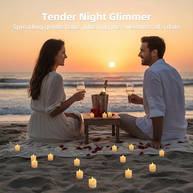 Rechargeable Flameless Candles with Remote Timer, 6pcs LED Flickering Electric Tea Lights Votive for Valentines, Christmas, Home Decor, Wedding,Home Decoration(USB-C Charging Cable Included)
