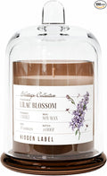 Hidden Label Lilac Blossom Scented Candle - 10oz Non Toxic Candles for Home Scented with Clear Bell Jar, Natural Soy Wax Aromatherapy Candle for Spa/Yoga/Meditation & Stress Relief Gifts