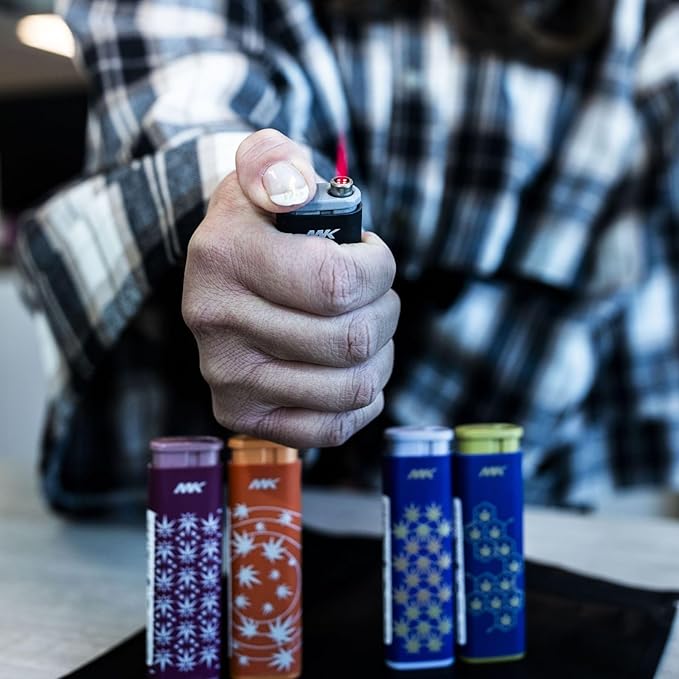 MK Wind Proof Jet Flame Lighters, 5PCS Striking Design, Ideal as Lighters for BBQ, Camping, Outdoor use, utane Refillable Wind-Resistant Flame,(Connection-5PC)