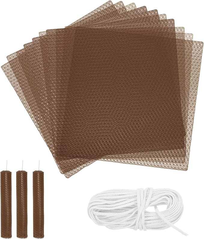 MECCANIXITY Beeswax Candle Making Kit,8x8 Inch 10pcs Brown Beeswax Candle Sheets with 1pcs Cotton Wick for DIY Craft Gift Making
