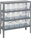Quantum Storage Systems 1839-SB804CL Solid Heavy Duty 4 Shelves 15 STORE-MAX Clear Bins 39" H x 36" W x 18" D