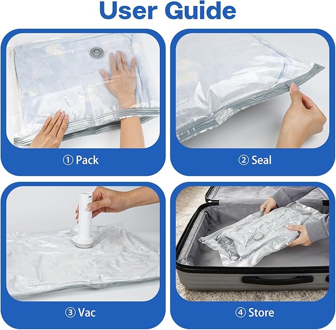 Vacuum Seal Bags For Clothing Travel With Wireless Electric Pump，12 Combo Space Saver Vacuum Storage Bags In 3 Sizes，Compression Travel Packing For Luggage,Ideal For Air Planes, Apartments