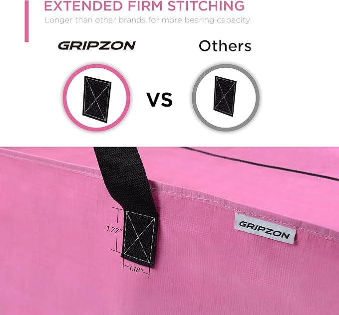 6 Pack Extra Large Moving Bags with Zippers, Backpack Straps & Reinforced Handles, Heavy Duty Storage Bags for Clothes, Moving, Space Saving, Pink