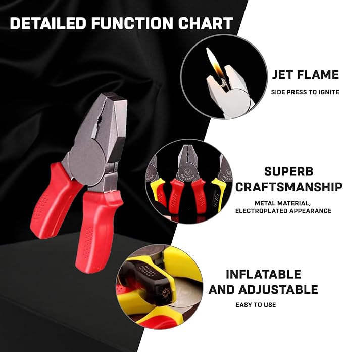 Creative Novelty Tool Shape Torch Lighter，Windproof Design Adjustable Refill Butane Lighter for Camping Grill Candles Birthday(Without Butane Gas) (08#)