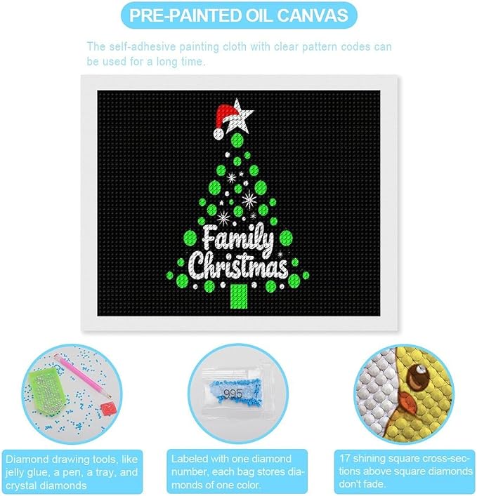 AIVKIEJK Diamond Painting Kits for Adults - Cute Family Christmas Painting DIY 5D Full Drill Diamond Dots Paintings with Diamonds Gem Art and Crafts Home Decor 16"x20"