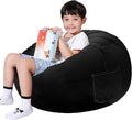 Lukeight Stuffed Animals Storage Bean Bag Chair Cover Only (Ships Empty, No Filling) - Velvet YKK Zipper Beanbag Cover for Kids and Big kids, Washable Plush Toy Organizer, X-Large 30" D x 18" H