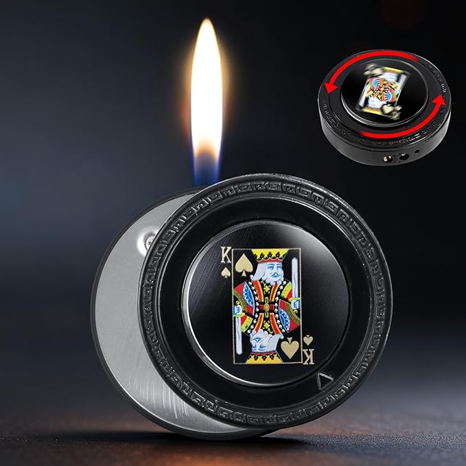 CHOICEDC Cool Lighter for Men, King of Spades Unique Lighters, Adjustable Refillable Butane Lighter, Soft Flame Funny Pocket Lighters with Poker Card Design, Novelty Gifts for Men Women, No Gas