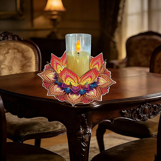 5D DIY Diamond Art Painting PVC Flower Candle Holders Tealight/Tea Light/Votive Candle Holder, for Table Centerpiece Home Décor Party Wedding Dinning-Flower-12