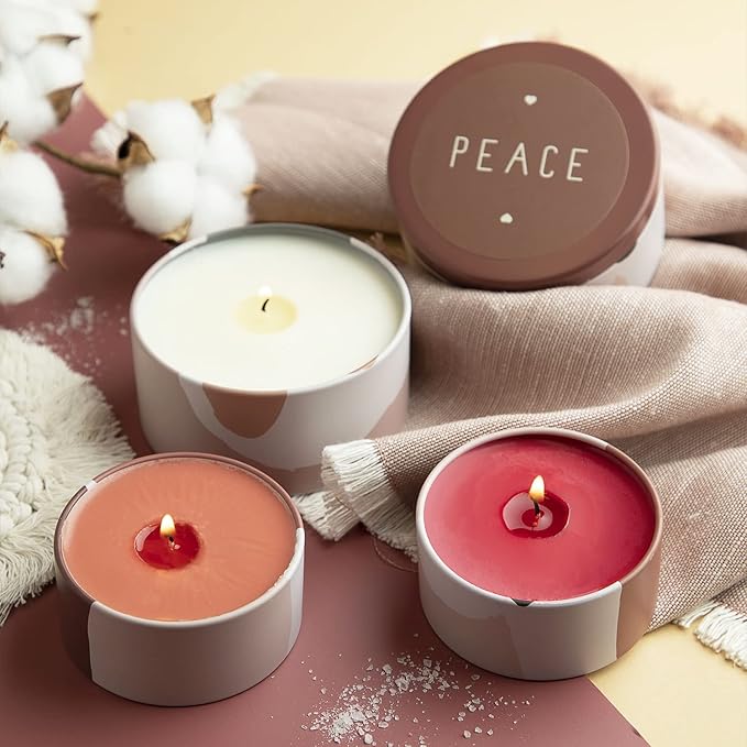 Hearth & Harbor Tin Candle Jars for Making Candles - DIY Candle Containers with Lids - Metal Candle Jars - Bulk Tins Storage for Candle - (12 Pieces) - (8 Ounces) - Abstract Shapes