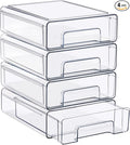 Sorbus Medium Clear Stackable Storage Drawers 4-Pack Plastic Organizer Bins with Handles Pull-Out Drawers for Bathroom Closet, Medicine, Cabinet, Pantry Storage, Baby Bottle Organizer