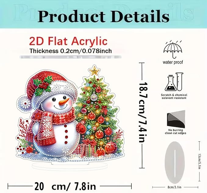 ZeeLionArt Tabletop Diamond Art Painting Kit for Adult,Christmas Snowman DIY Special Shaped Rhinestone Desk Placement Ornament,Home Stand Up Gem Painting Craft Kit,Gift,Double Sided.