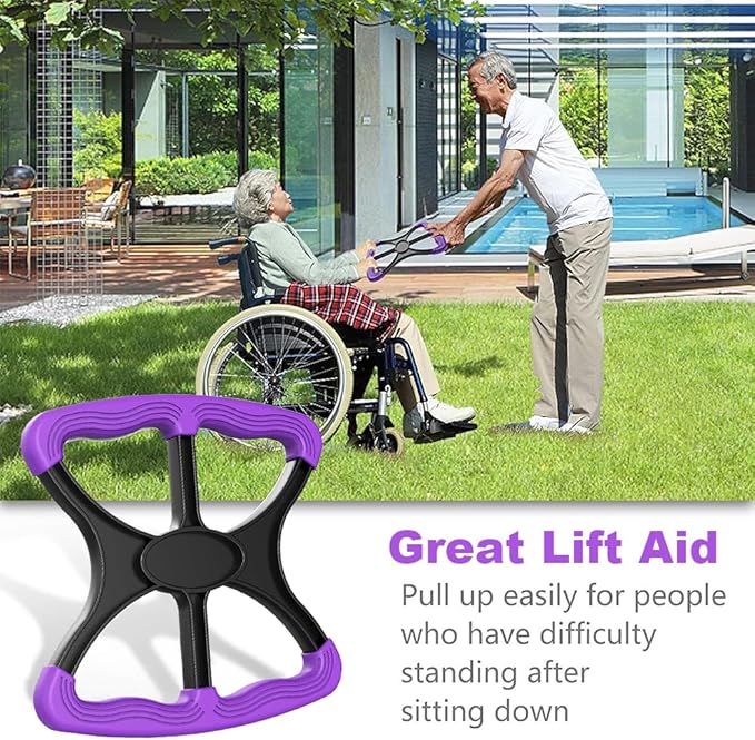 Lift Assist Standing Aid for Elderly & Disabled, Portable Standing Mobility Aid with Non-Slip Grip Handles, Fall Assist Device for Seniors, Bariatric Patients, Nurses & Caregivers (Purple)