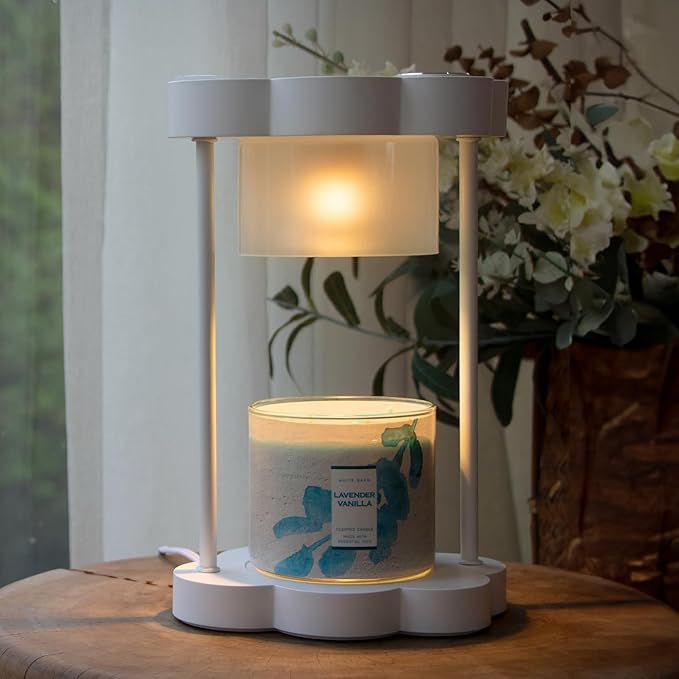 Candle Warmer Lamp with Dimmer, 0-6 HoursTimer, Compatible with Yankee Candle Large Jar Candle, Home Decor Gift for her, Valentine's Day Gift, Gift for mom, Scented Jar Candles Heater, White