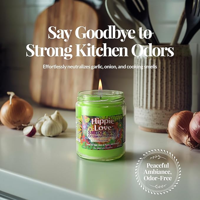 Smoke Odor Exterminator 13oz Jar Candle, Hippie Love