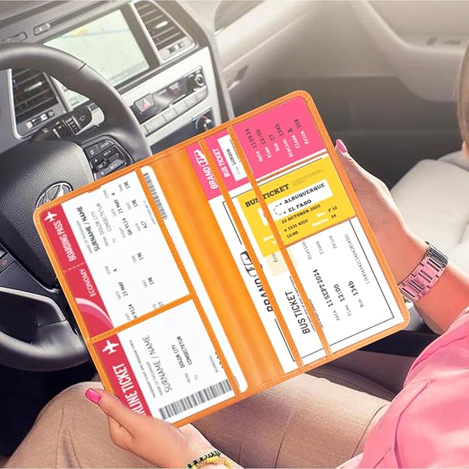 Car Registration and Insurance Card Holder - Leather Vehicle Glove Box Automobile Documents Paperwork Wallet Case Organizer for ID, Driver's License, Key Contact Information Cards - Men&Women