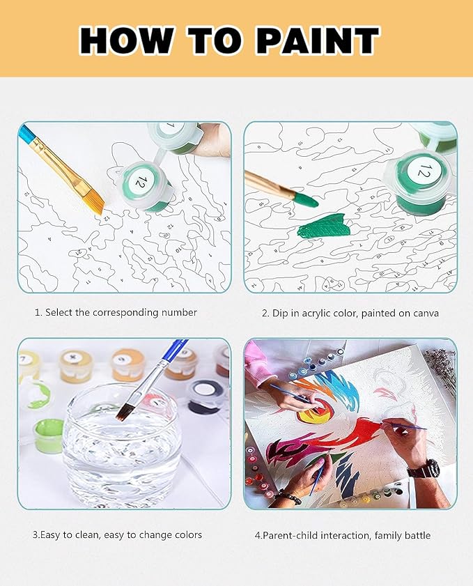 Meothan Paint by Numbers Kits, DIY Paint by Numbers for Adult Beginners, Watercolor Castle Paint by Numbers Kits on Canvas for Home Wall Decor 12''x16''