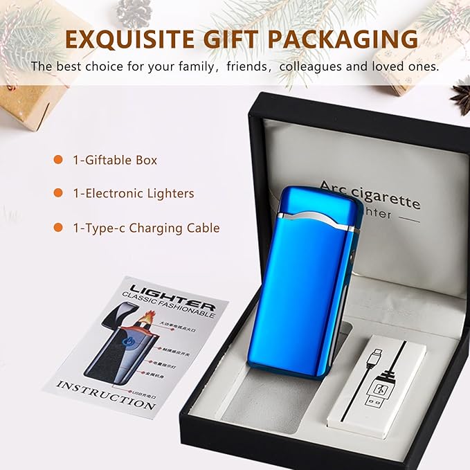 SKRFIRE USB Rechargeable Plasma Lighter – High-Power Arc Lighter with Digital Battery Indicator, Touch Ignition & Windproof for Candle, BBQ, Camping & More (Blue Ice)
