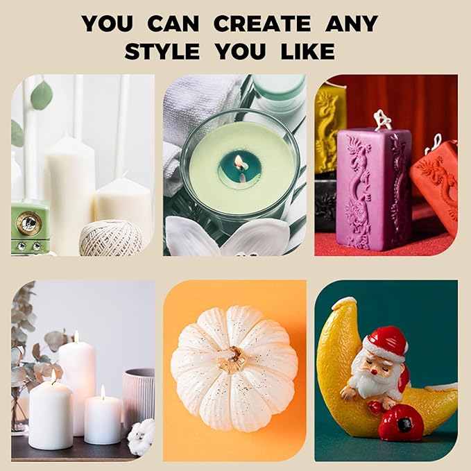 200 PCS Candle Making Kit with Soy Wax – Includes 100pcs 6-Inch and 100pcs 4-Inch Candle Wicks, 100 Wick Stickers, 100 Wick Holders, and 4 Wooden Centering Devices for DIY Candle Making