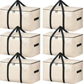 BAGAIL Heavy Duty Moving Bags with Strong Handle, Extra Large Moving Boxes, Storage Tote for Clothes, College Moving Supplies(Beige, 6 Pack)