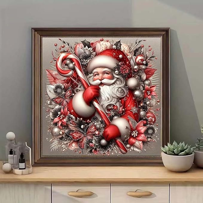 Diamond Art Kits for Adults, Christmas Santa Diamond Painting Kits for Beginners, 5D Full Drill Gem Art Paint with Diamonds Dots Crafts Kits for Home Decor Gift 14x14inch