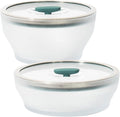 Anyday 4-Pc Microwave Cookware & Glass Food Storage Set with Glass Lids | Medium Plastic-Free Containers | Stackable Steamer with Vented Lid for Microwave-Safe Reheating & Steaming Vegetables, Rice