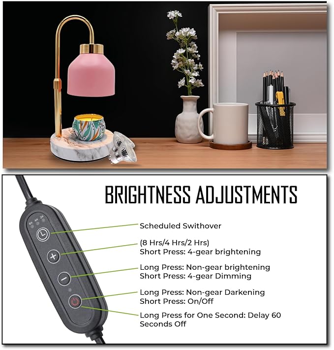 Candle Warmer Lamp with Timer & Dimmer | Adjustable Height & Brightness | Includes 2 Extra Bulbs | Wax Warmer Lamp | Christmas, Birthday & House Warming Gifts for Women, Mom for Jar Candles