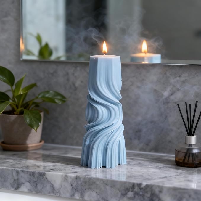 2 Packs Spiral Wave Candle Molds - Silicone Resin Casting Molds for Aromatherapy Plaster, Resin Casting Mould for Gifts Home Decor & Soap Craft Supplies