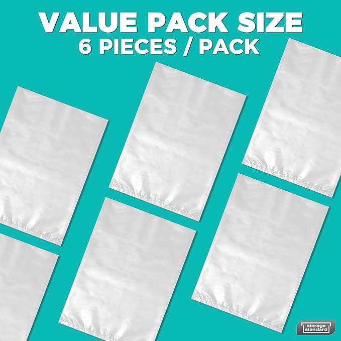 Storage Standard Large Clear Plastic Bags for Storage 6-Pack - Waterproof Extra Large Plastic Bags with Zip Ties, Heavy-Duty Cover for Pillows, Comforters, Chair Cushions & Textiles - 36 x 50 Inches