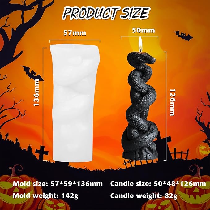 Candle Mold for Candle Making, 3DSilicone Mold for Resin Casting DIY Plaster Polymer Clay Home Decoration (Serpent Column)