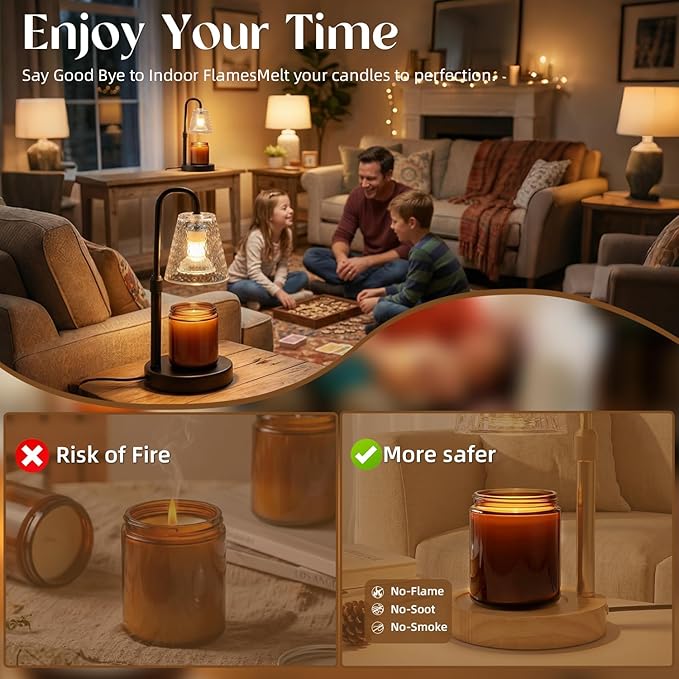 Glimra 2 Pack Candle Warmer Lamp with Timer,Dimmable Adjustable Height Candle Heater Birthday Gifts for Women Mom Sister Friends,House Warming Gifts New Home Candle Lamp Warmer with 4 Bulbs