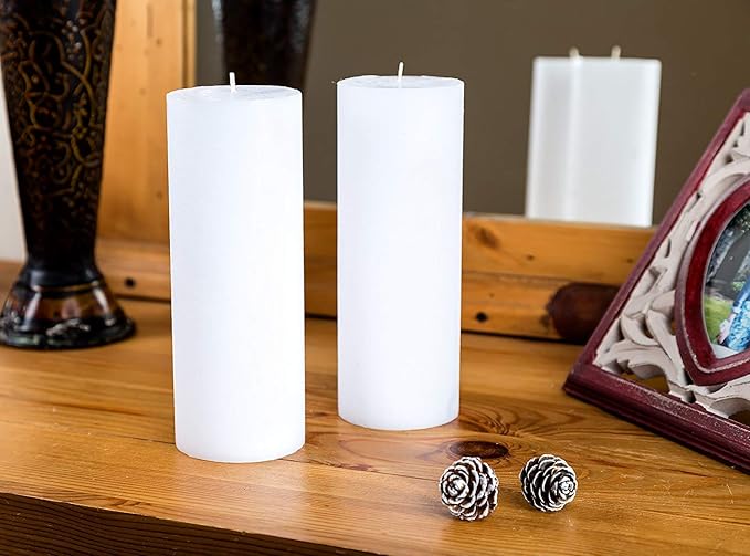 Melt Candle Pillar Candles, 2 Pack - Unscented Candles for Home, Church, Weddings, & More - 3" x 8", White