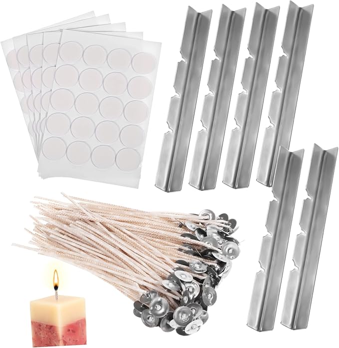 1set Candle Making Kit Candle Wicks Wick Holders Stickers for Projects Compatible Beeswax Paraffin for Handmade Family Fun