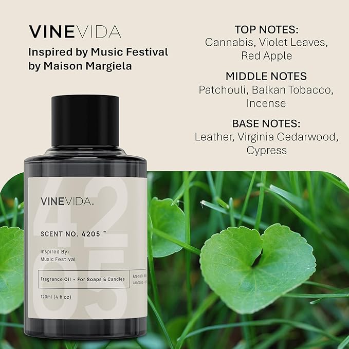 VINEVIDA [120 Ml] Scent NO. 4205 Inspired by Music Festival | Premium Fragrance Oil for Candle Making & Soap Making | Candle Scents for Soy Wax | Scented Oils for Car Freshies & Bath Products