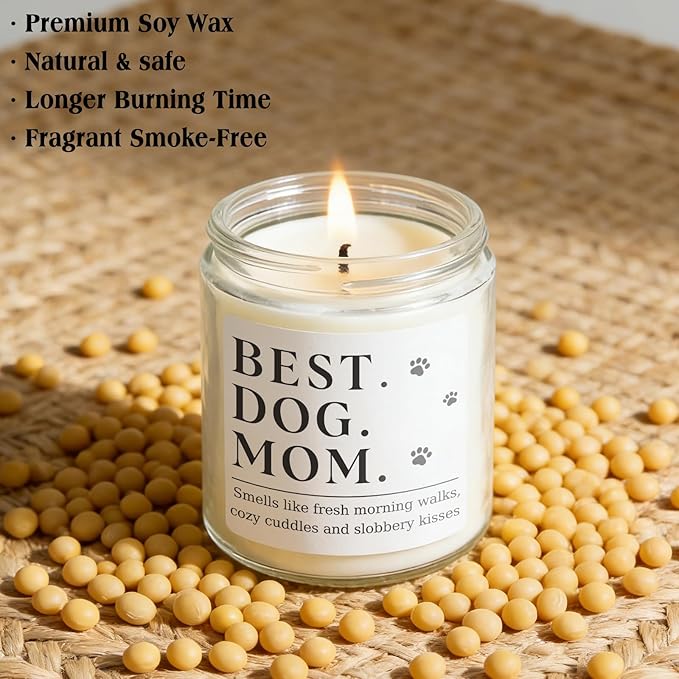 Dog Mom Gifts for Women, Unique Dog Mom Lovers Gift for Her Girlfriend Sister Bestie Wife, Funny Mothers Day Present Ideas - Lavender Scented Candle