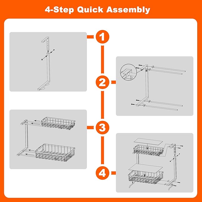 Under Sink Organizer, 2 Pack 2 Tier Under Sink Organizers and Storage, Slide Out Pull Out Cabinet Organizer Shelf, Height Adjustable Metal Drawer for Kitchen Bathroom Closet Organization Rack Black