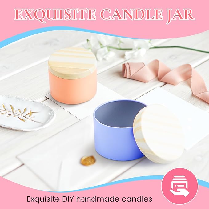 Honeydak 36 Pcs 4oz Candle Jars Bulk Multicolored Candle Tins Small Empty Containers with Metal Wood Grain Printing Lids for Making DIY Jars Storage Wedding Gifts