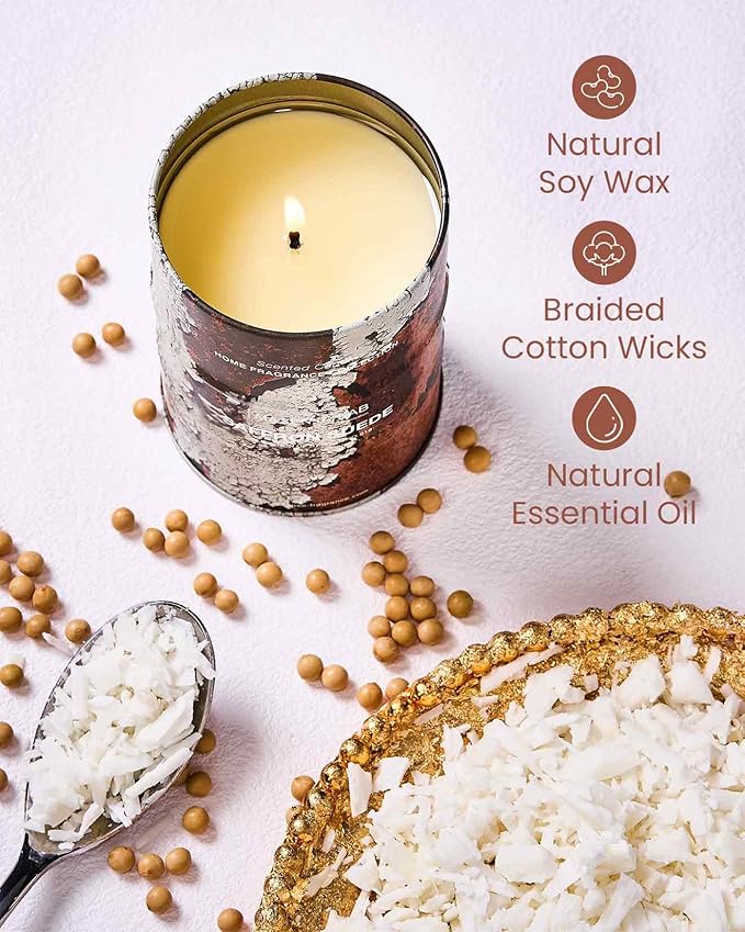 M&SENSE Spring Candle, Saffron Suede Scented Candles Christmas Decor,Natural Non Toxic, Aromatherapy Candle for Stress Relief Meditation Relaxing, Housewarming Gifts for Women, 11.3 oz
