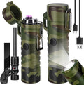 Scotte Plasma Windproof arc Lighter Electric Lighter and LED Flashlight - 2 in 1(Army Green)