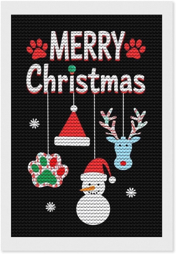 AIVKIEJK Diamond Painting Kits for Adults - Merry Christmas Paw Painting DIY 5D Full Drill Diamond Dots Paintings with Diamonds Gem Art and Crafts Home Decor 8"x12"