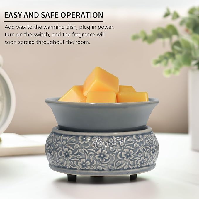 mocosa Wax Melt Warmer for Scented Ceramic Candle Warmer Home Fragrance Wax Burner for Mom Women(Blue)